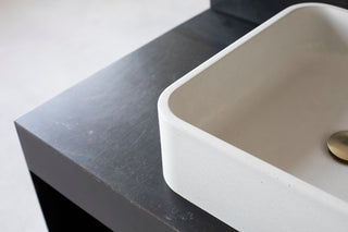 Modern rectangular concrete bathroom sink