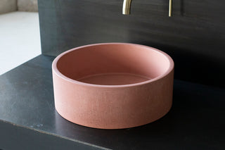 concrete vessel sink round pink